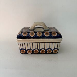 COVERED BUTTER DISH POLISH POTTERY